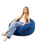 Round blue pouf, 3 feet, with washable cover, velvet