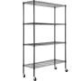 Storage Shelving Unit with Wheels, Metal, 4 Tiers, 700 Pound Capacity, Black, 47x18x74 Inches