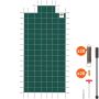 Green Mesh Winter Pool Cover for 16x32 ft Rectangular Pools with 4x10 ft Center Step