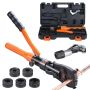 Hydraulic pipe crimping tool with V12–V28 pressing jaws, 360° rotatable, crimping pliers for tight spaces
