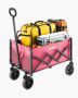 Folding outdoor trolley, 120 L, adjustable handle, pink and black