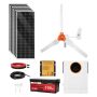 24 V 1000 W solar and wind power kit with 6x100 W monocrystalline panels, 400 W wind turbine, controller, 25.6 V 100 ah LiFePO4 battery and 3000 W hybrid inverter