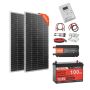 400 W 12 V saules enerģijas komplekts ar 2 x 200 W akumulatoriem un 100 Ah LifePo₄ akumulatoru