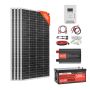 800 W 12 V saules enerģijas komplekts ar 4 x 200 W akumulatoriem un 300 Ah LifePo₄ akumulatoru