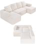 Modular U-shaped sectional sofa with chaise longue, beige velour