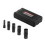 Impact socket set for wheel nuts, CR-MO steel, 1/2 inch drive, 4 sizes