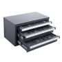 Steel drill bit dispenser cabinet with 3 drawers and labels