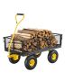 Heavy-duty steel garden cart with 10-inch wheels, with removable mesh