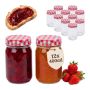 Skrūvējamu burciņu komplekts Relaxdays, 12 gab. pa 400 ml, Sarkana/balta, Ø 7,5 × 12,5 cm