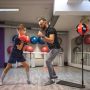 Children's punching bag, with gloves and pump, Red/black, 66 × 18.5 × 85–130 cm