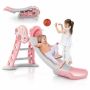Children's slide, 3 in 1, with basketball hoop, blue and pink, 147.32 × 81.28 × 74.93 cm