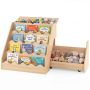 Children's Bookshelf, 4-Tier, with Drawer and Trolley, 24.8 × 19.29 × 24.21 inches