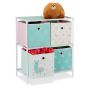 Детский стеллаж Relaxdays, 4 коробки, белый/розовый/бирюзовый, 53 × 62 × 30 см