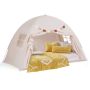 Children's bed-tent, 2 windows, Sand/gray, 201 × 100 × 122 cm