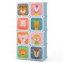 Children's wardrobe, 6 cubes and hanging compartment, Blue/pink/white, 74.93 × 35.56 × 144.78 cm
