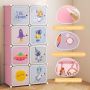 Children's wardrobe, 8 cubes with doors, Pink, 71 × 142 × 36 cm