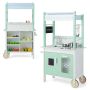 Children's kitchen with remote control and LED lights, green