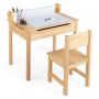 Children's workbench with paper roll holder, natural, 2 markers