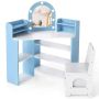 Children's dressing table with chair, 3 shelves, 5 open compartments, 93.5 × 100 × 60.5 cm