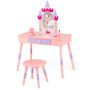 Children's dressing table, with chair, Pink, 29 × 15.5 × 40 inches