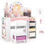 Children's dressing table, With LED mirror and chair, White/pink, 86.36 × 104.14 × 39.37 cm