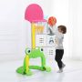 Bērnu basketbola groza komplekts, 6 augstuma līmeņi, Rozā, dzeltena un zaļa, 24 × 23 × 46,5–51 collas
