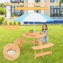 Children's outdoor picnic table with bench, 57 × 27 × 57 in