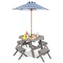 Children's picnic table set, with 4 chairs and umbrella, 80 × 54 × 80 cm