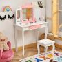 Children's dressing table, with stool and three-part mirror, 70 × 104.5 × 34 cm