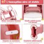 Children's toilet ladder with steps, 2-position footrest, Pink, 66 × 35 × 56 cm