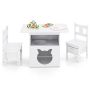 Children's furniture set, 1 table + 2 chairs, White, 80 × 58.4 × 52.1 cm