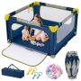 Children's playpen, 50 balls and 4 rings, Blue, 127 × 127 × 72.5 cm
