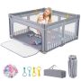 Children's playpen, 50 balls and 4 rings, Gray, 127 × 127 × 72.5 cm