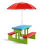 Children's Picnic Table, 2 Benches, 4 Seats, Green, 67.31 × 46.99 × 40.64 cm