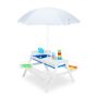Bērnu piknika galds ar solu Relaxdays, 2 tvertnes un saulessargs, Balta, 86 × 49 × 92,5 cm