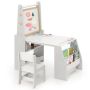 Children's writing and drawing table with chair, white and chalk board, 25 cm seat height