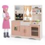 Children's play kitchen, with accessories, Pink/white, 102 × 35 × 110 cm