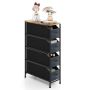 Vertical narrow chest of drawers with 4 removable fabric drawers, brown color
