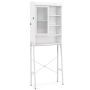Bathroom cabinet mounted above the toilet, Sliding acrylic doors, White, 63 × 170 × 29 cm