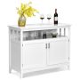Kitchen buffet, 2 doors, 5-position shelf, brown and white, 114 × 51 × 91 cm