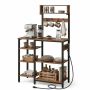 Virtuves plaukts Relaxdays, ar 2 „Schuko“ kontaktligzdām, 2 USB portiem un 4 āķiem, 82 × 151 × 40 cm