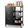 Kitchen island trolley, 3 drawers, 2 shelves, 67 × 37 × 83.5 cm