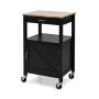 Kitchen island cart, with drawer and cabinet, Black/white, 56 × 45 × 91 cm