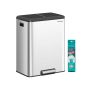 SONGMICS kitchen trash can, 2 compartments, 30 l each, 52.5 × 65.8 × 37.2 cm