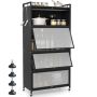 Kitchen cabinet, 5 levels, 4 doors, Black/white, 80.5 × 40 × 162 cm