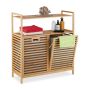 Vannas istabas plaukts ar veļas maisiem Relaxdays 10049659.0, 2 maisi, 2 plaukti, 88 × 95 × 33 cm