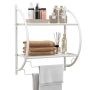 Bathroom shelf, wall-mounted, two-tier with towel rack, 45.72 × 55.88 × 25.4 cm