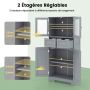 Bathroom cabinet, 4 doors, 2 drawers, Grey, 60 × 128 × 30 cm