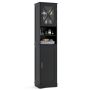 Bathroom cabinet, Tall, 5 shelves, Black/gray/white, 15.5 × 67 × 12 inches