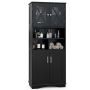Bathroom cabinet, Tall, with acrylic doors, White/gray/black, 23.5 × 57 × 12 inches
